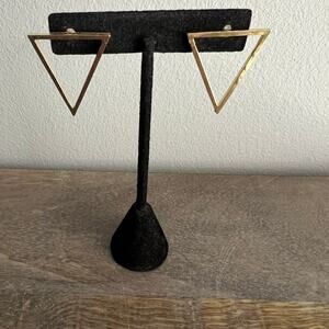 Gold tone geometric triangle earrings